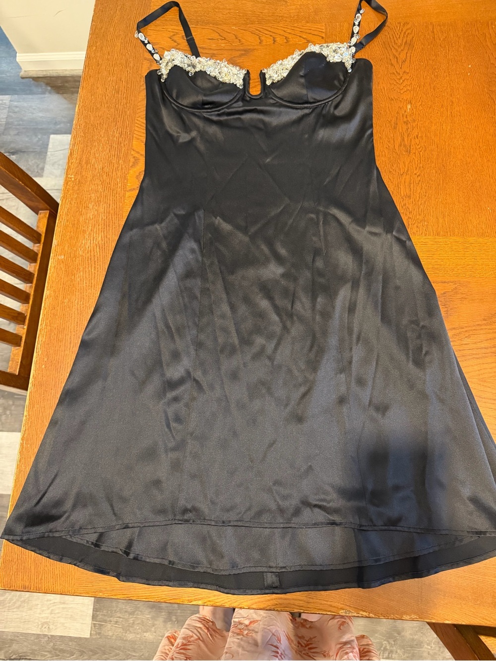 Marciano Black Satin Dress with Teal Label